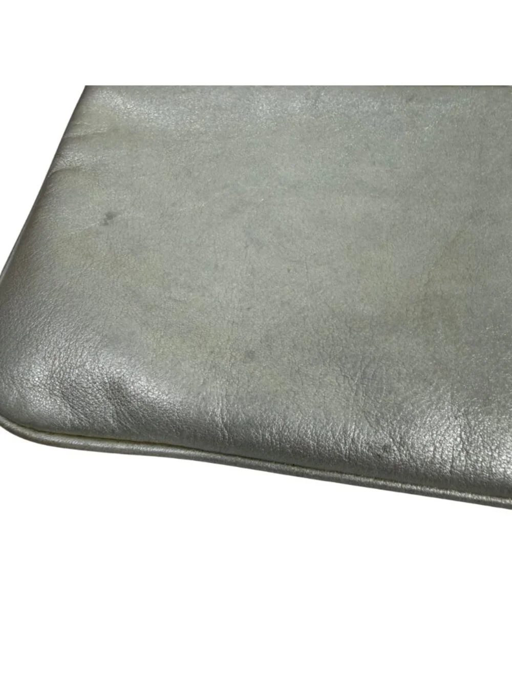 Coach Metallic Silver/Gold Leather Top Zip Clutch Wristlet Detachable Strap